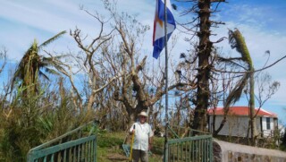 Will Johnson in destroyed garden