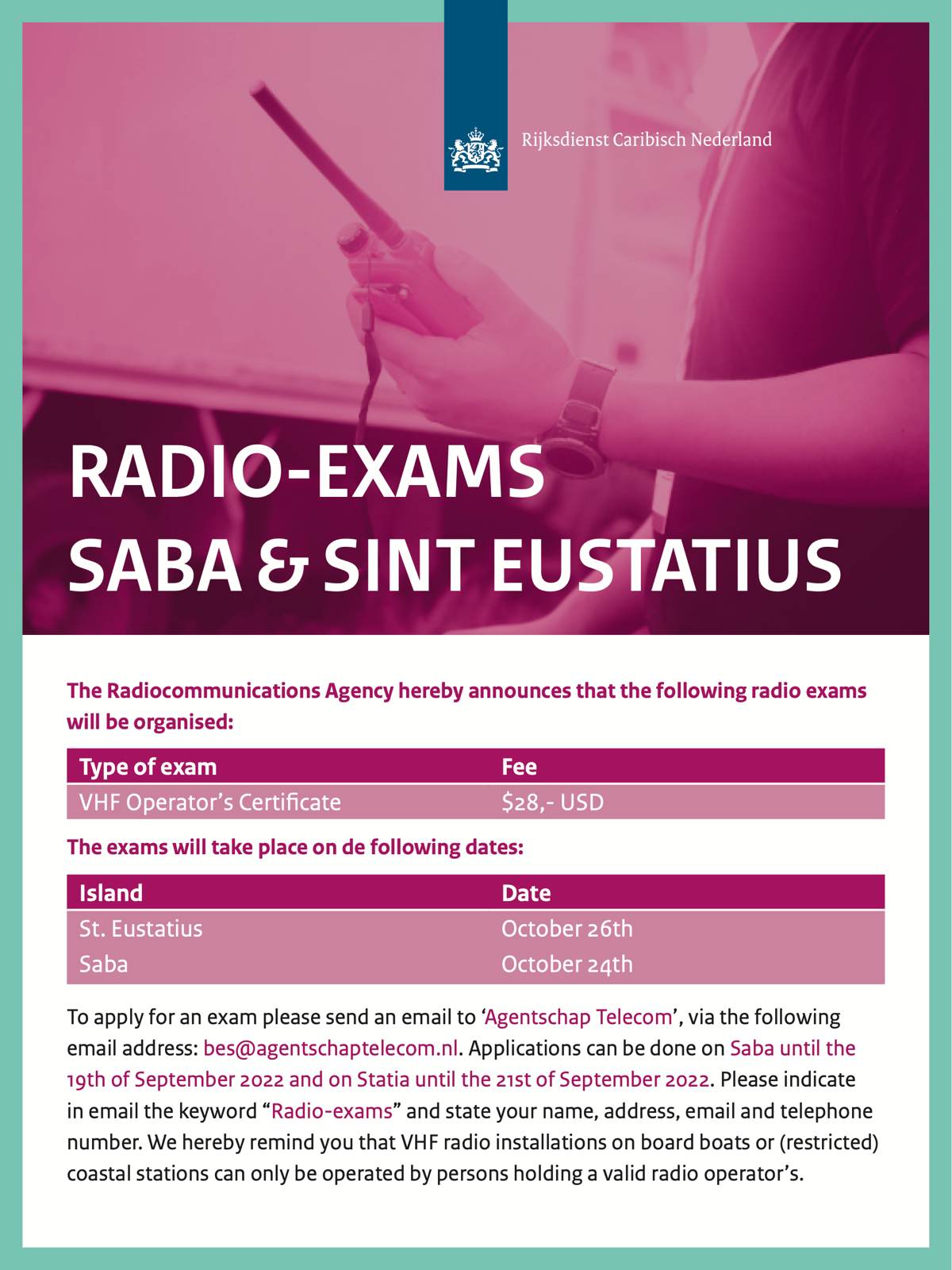 Radio Exams Saba And Sint Eustatius Bes Reporter 7998