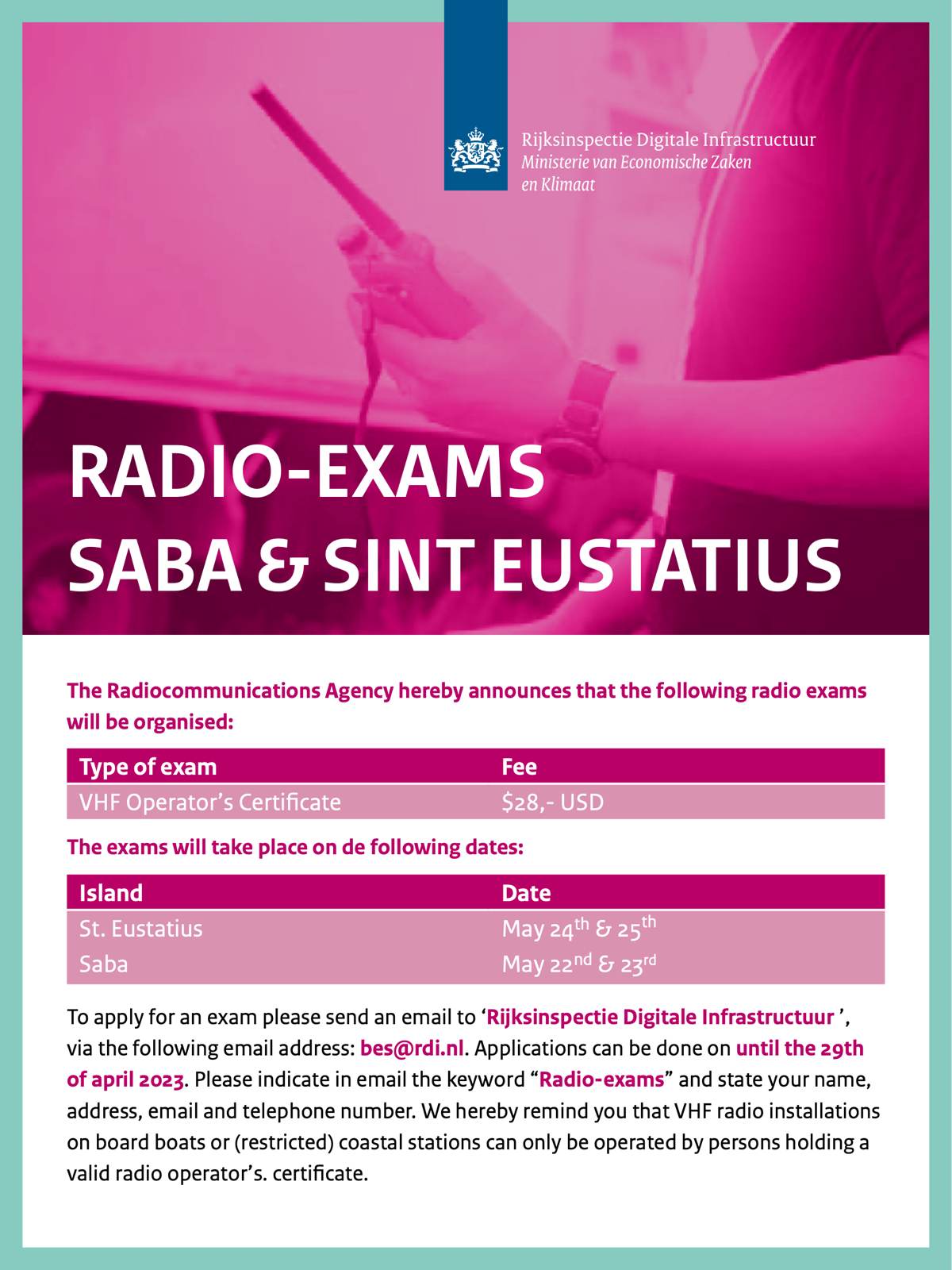 Radio Exams Saba And Sint Eustatius Advertisement Bes Reporter 4864